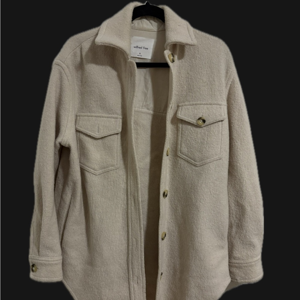 Wilfred free aritzia wool shirt jacket cream XS